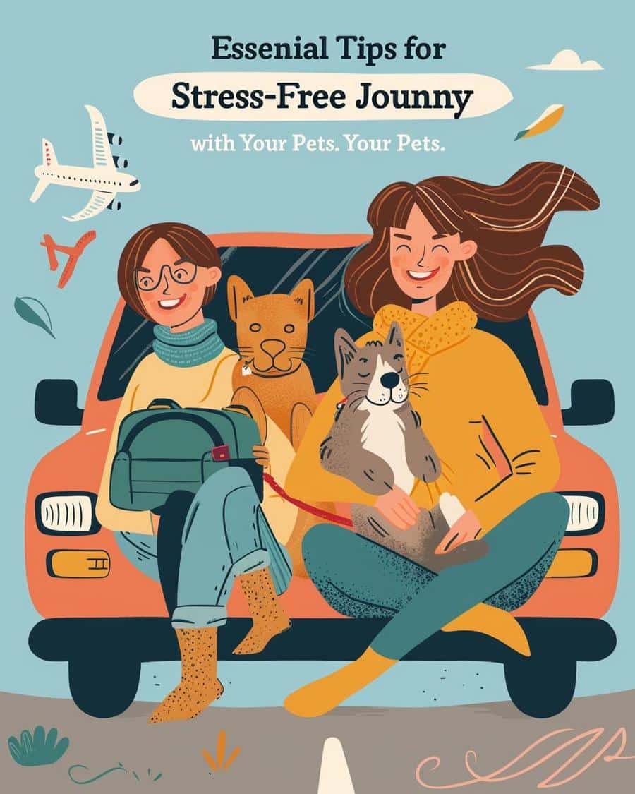 Ensuring Pet Safety on the Go Tips for Traveling with Pets: Woman ensuring pet safety while on a road trip.